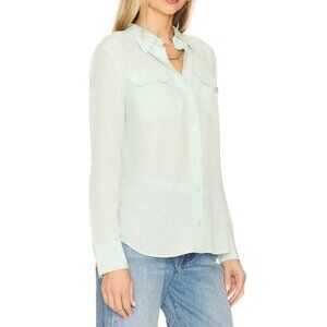 Equipment Signature Slim Fit Silk Button-up Shirt , Size L, Light Green/Mint